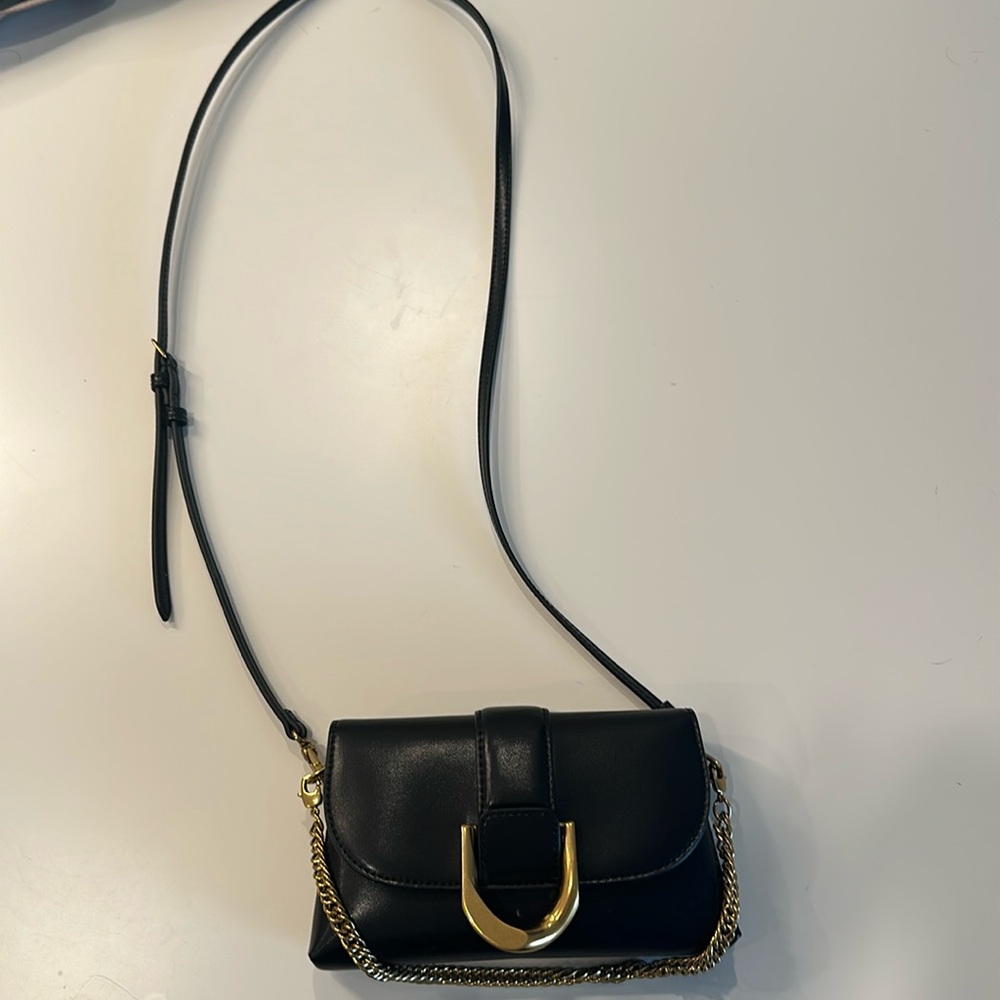 Double strap black shoulder bag